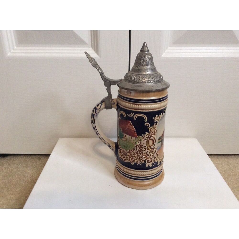 DBGM Mini German Beer Stein Luzern 5" w Pewter Lid Made In Germany MR Marking